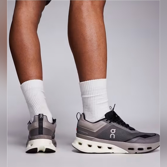 Size 10.5 On ClounovaRunning Grey and White Men's with Logo Sneakers